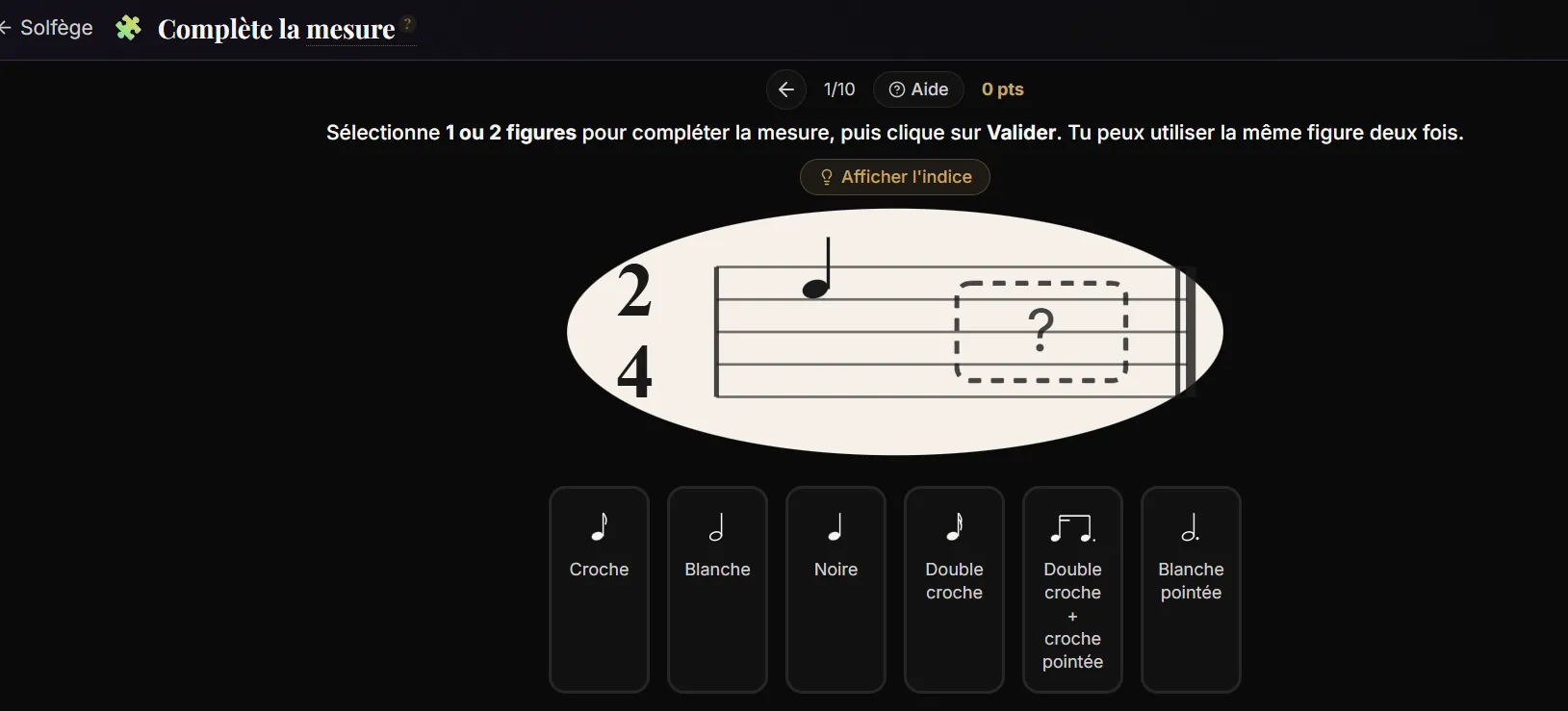 Exercice compléter la mesure