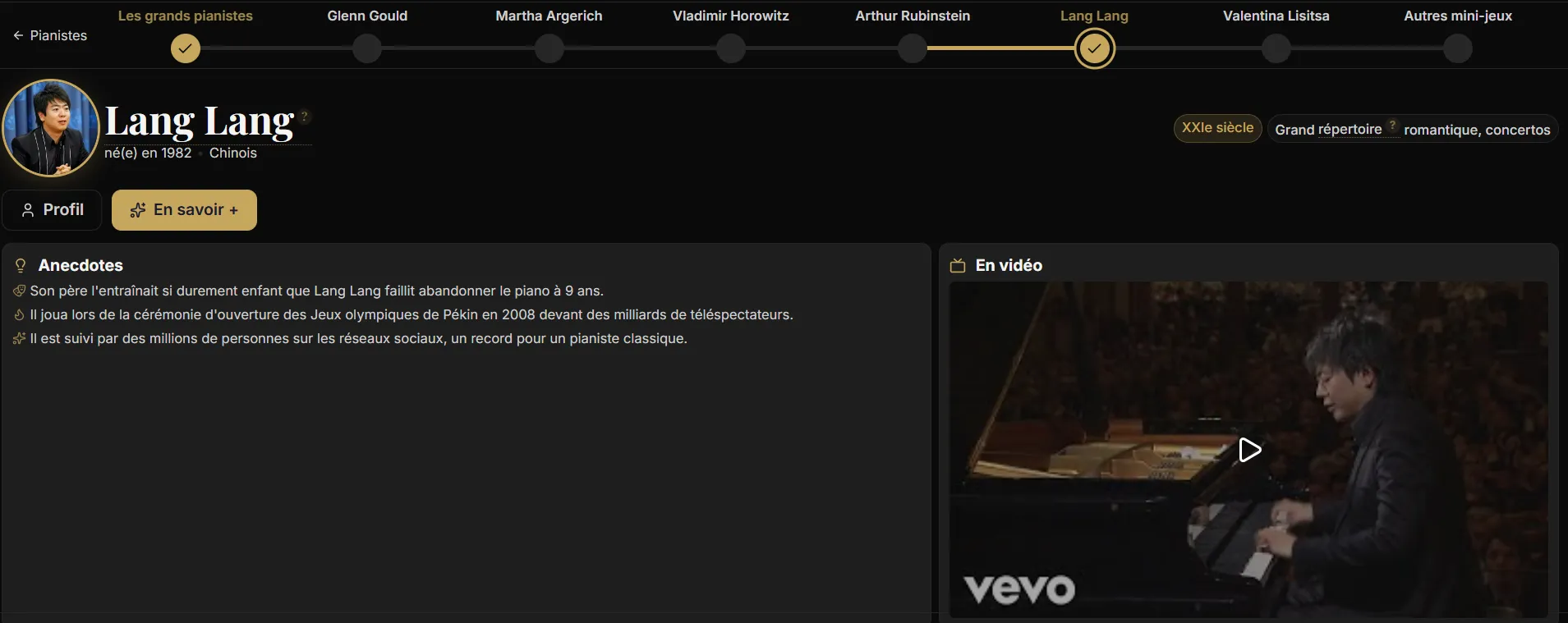 Fiche détaillée de Lang Lang