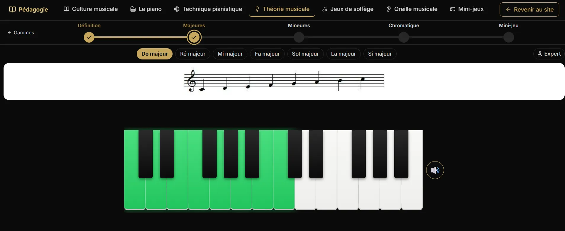 Gamme de Do majeur sur notre espace pédagogique