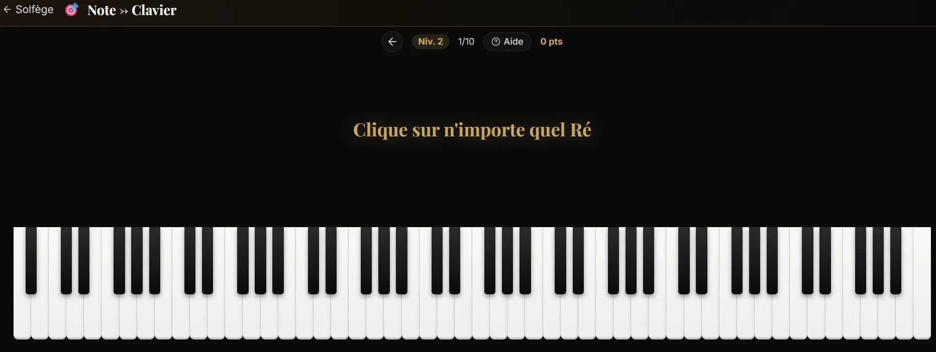 Jeu note vers clavier