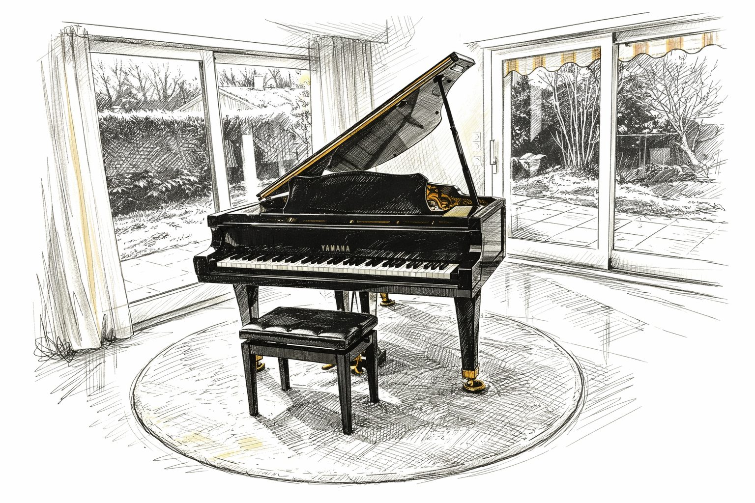 Marion Raymond au piano à queue — professeur de piano à Valleiry