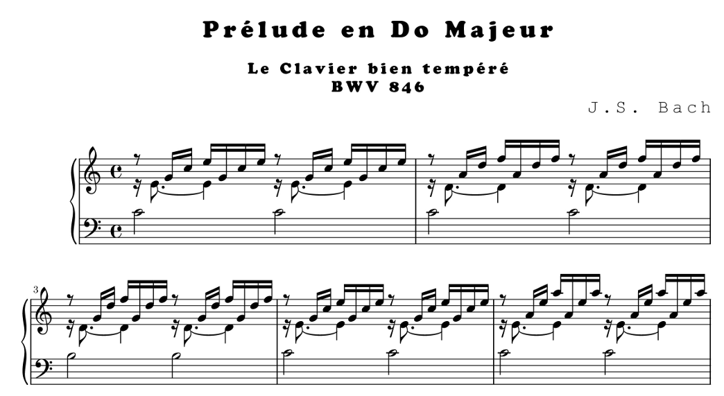 Partition : Prélude en Do majeur